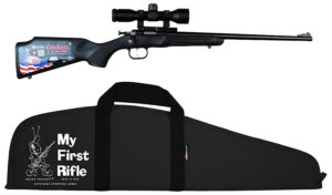 Crickett KSA2240BSC Youth Package 22 LR Caliber with 1rd Capacity, 16.12" Barrel, Blued Metal Finish & Black Synthetic Stock Right Hand (Youth) Includes Scope & Case
