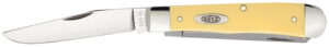 Case 00161 Trapper  3.25"/3.27" Folding Clip Point/Spey Plain Tumble Polish Chrome Vanadium Steel Blade/Yellow Synthetic Handle