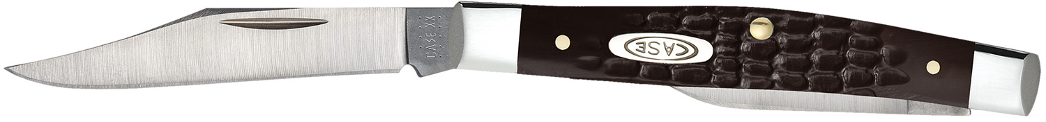 Case 00083 Pen Small 2"/1.47" Folding Clip/Pen Plain As-Ground Stainless Steel Blade Brown Jigged Synthetic Handle