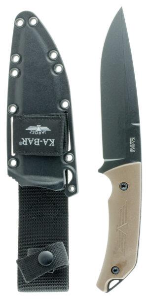 Ka-Bar 7503 Jarosz Turok 6.25" Fixed Clip Point Plain Black 1095 Cro-Van Blade, Brown Ultramid Handle, Includes Sheath