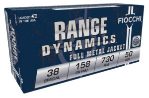 Fiocchi 38G Range Dynamics 38Special 158gr Full Metal Jacket 50 Per Box/20 Case