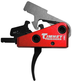 Timney Triggers 662S Targa Short Trigger  Two-Stage Curved Trigger with 2 lbs Draw Weight & Black/Red Finish for AR-Platform