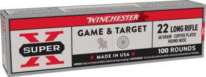 Winchester Ammo X22LRSS1 Super X 22LR 40gr Super Speed Round Nose Copper Plated 100 Per Box/20 Case