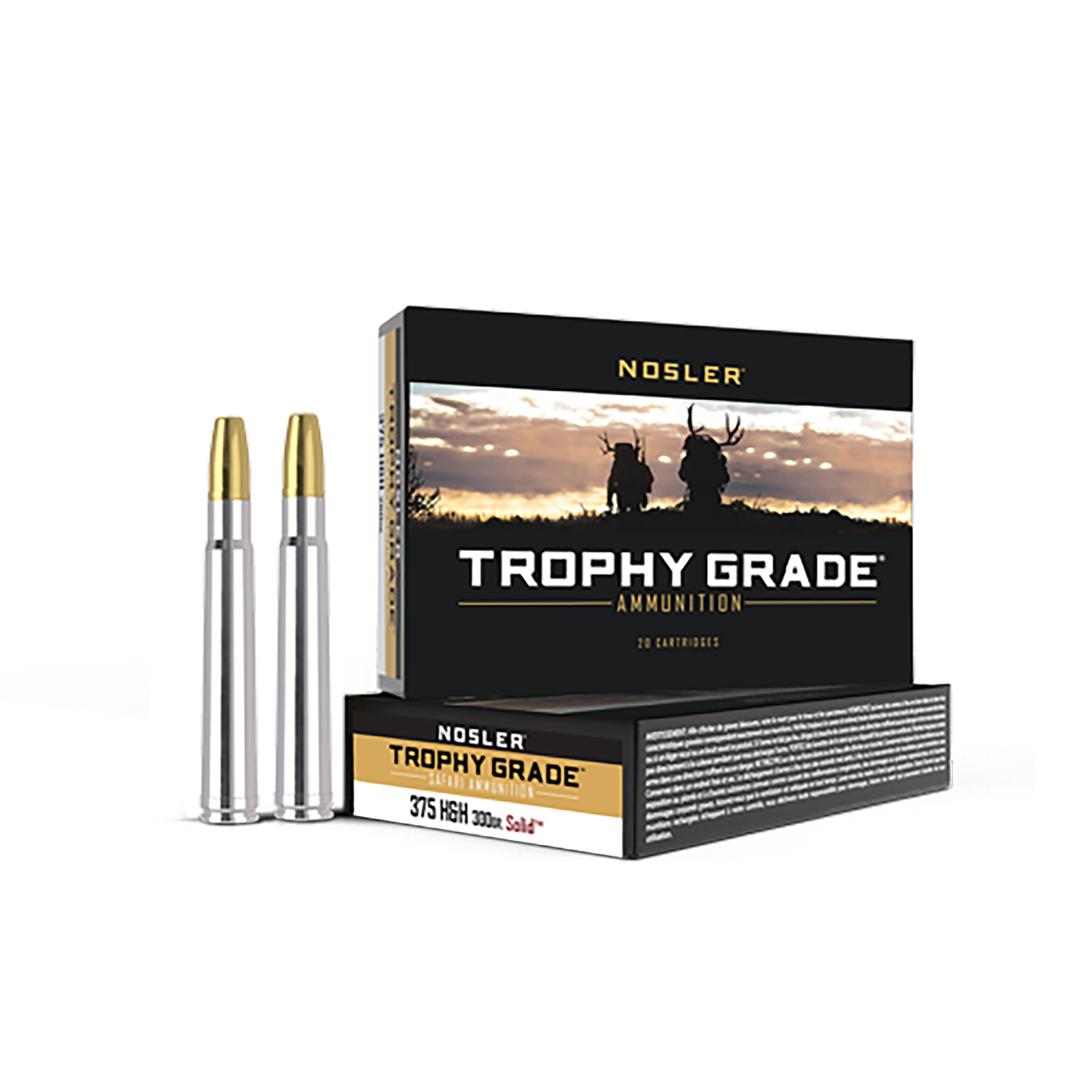 Nosler 40608 Trophy Grade Safari 375H&HMag 300gr Nosler Solid 20 Per Box/10 Case