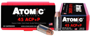 Atomic Ammunition 00433 Pistol Precision Craft 45ACP +P 230gr Bonded Match Hollow Point 50 Per Box/10 Case