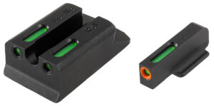 TruGlo TG13RS1PC TFX Pro Black | Green Tritium & Fiber Optic Orange Outline Front Sight Green Tritium & Fiber Optic Rear Sight