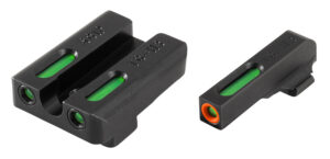 TruGlo TG13SG1PC TFX Pro Black | Green Tritium & Fiber Optic Orange Outline Front Sight Green Tritium & Fiber Optic Rear Sight
