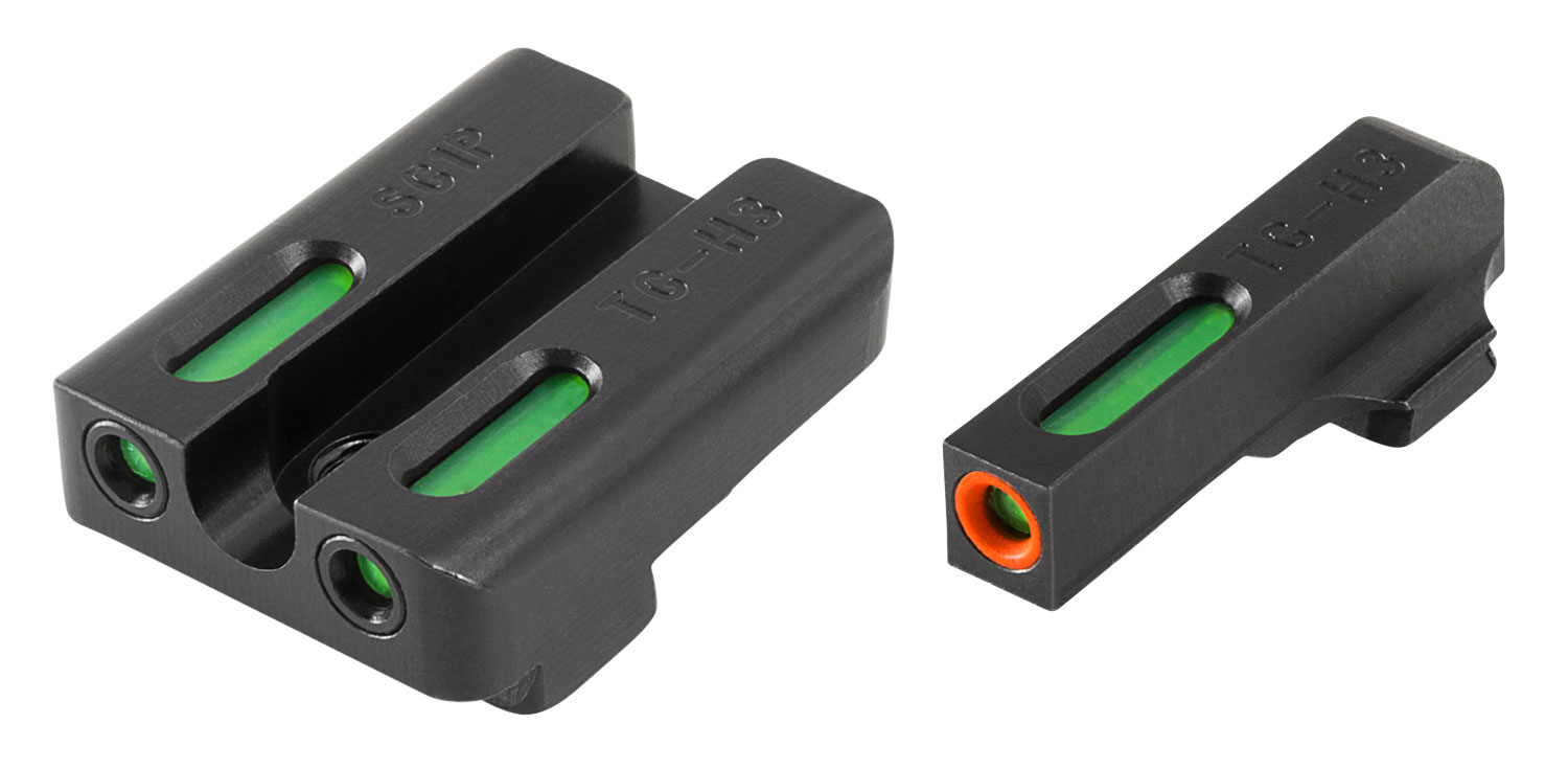 TruGlo TG13SG2PC TFX Pro Black | Green Tritium & Fiber Optic Orange Outline Front Sight Green Tritium & Fiber Optic Rear Sight