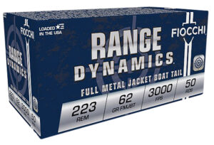 Fiocchi 223C Range Dynamics 223Rem 62gr Full Metal Jacket Boat Tail 50 Per Box/20 Case