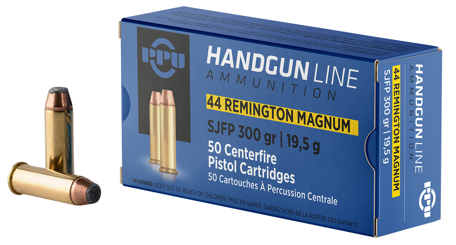 PPU PPH44MF Handgun 44RemMag 300gr Semi Jacketed Flat Point 50 Per Box/10 Case