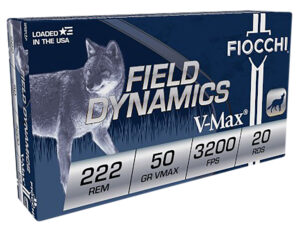 Fiocchi 222HVA Field Dynamics 222Rem 50gr Hornady V Max 20 Per Box/10 Case