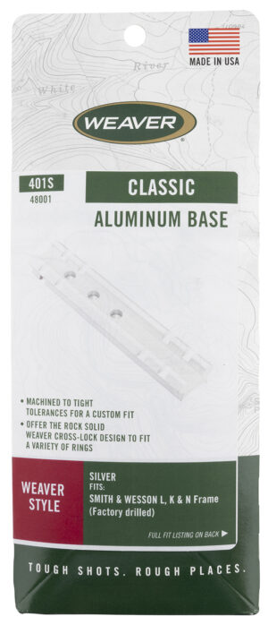 Weaver Mounts 48001 Top Mount Base 401S Silver Smith & Wesson L/K/N Frame