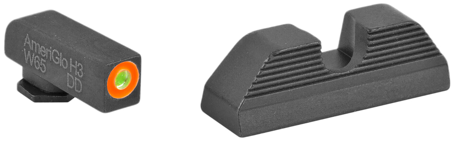AmeriGlo GL353 Protector Sight Set for Glock Green Tritium Orange Outline Front Sight-Black Serrated Rear Sight