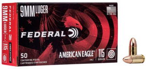 Federal AE9DP American Eagle Handgun 9mmLuger 115gr Full Metal Jacket 50 Per Box/20 Case