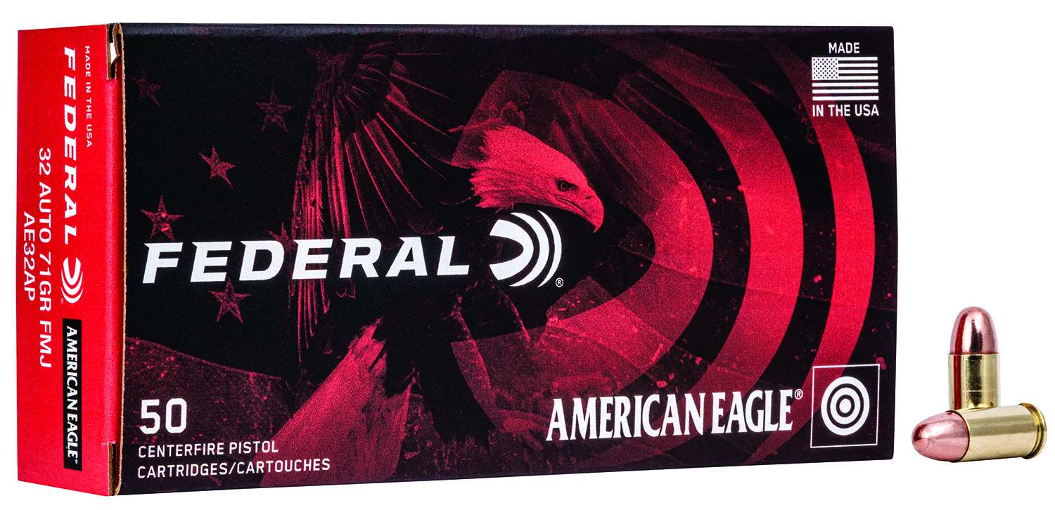 Federal AE32AP American Eagle Handgun 32ACP 71gr Full Metal Jacket 50 Per Box/20 Case