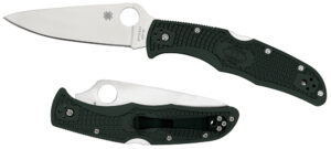 Spyderco C10FPGR Endura 4 Lightweight 3.75" Folding Clip Point Plain VG-10 SS Blade Green Bi-Directional Texturing FRN Handle Includes Pocket Clip