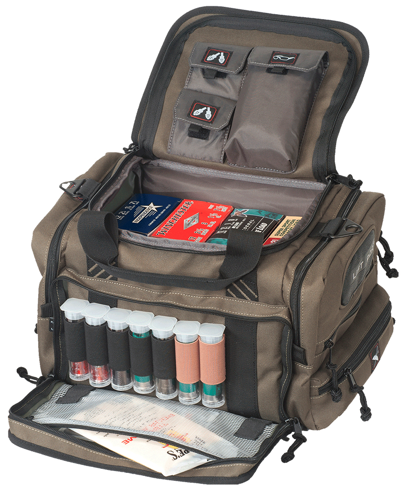 GPS Bags 1411SC Sporting Clays OD Green Nylon with Lockable Zippers, Storage Pockets, Pull-Out Rain Cover & Visual ID Storage System Holds 8-10 Shot Shell Boxes