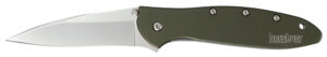 Kershaw 1660OL Leek 3" Folding Drop Point Plain Bead Blasted 14C28N Steel Blade Olive Drab Anodized Aluminum Handle Includes Pocket Clip