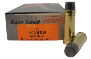HSM 500SW6N Bear Load  500 S&W Mag 440 gr Wide Flat Nose 20 Per Box/ 25 Case