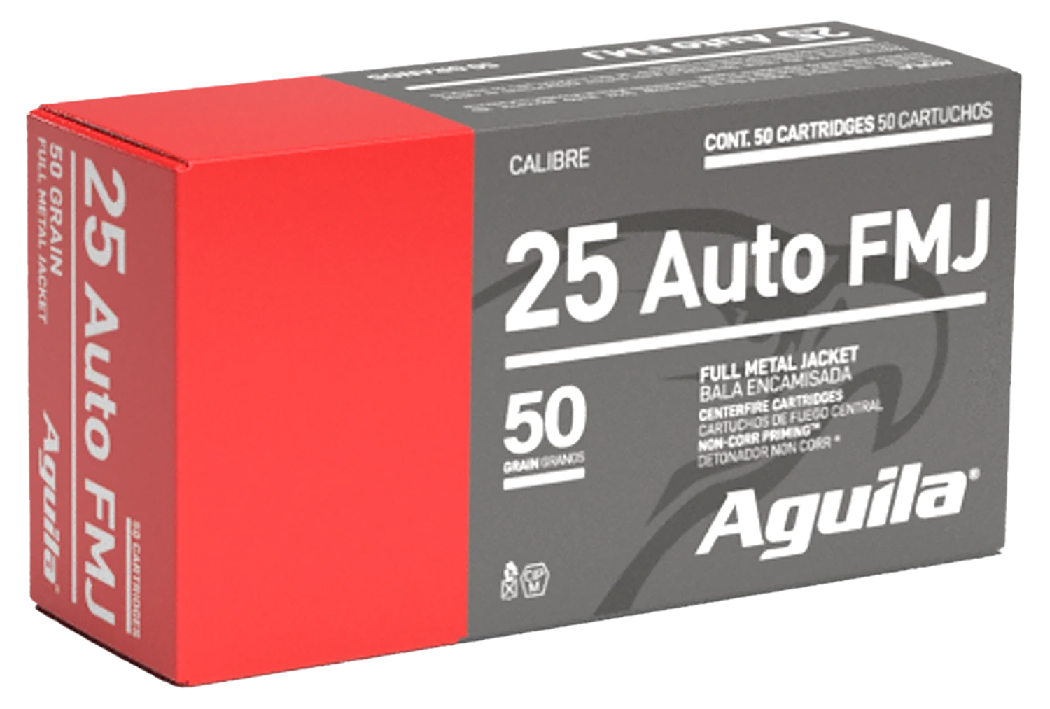 Aguila 1E252110 25ACP 50gr Full Metal Jacket 50 Per Box/20 Case