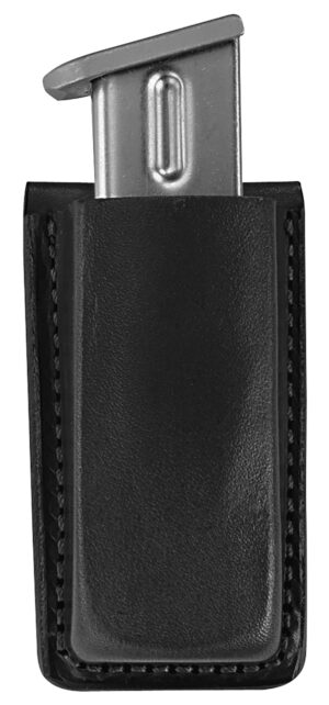 Bianchi 18056 Open Top Mag Pouch  Single Black Leather Belt Clip, Belts 1.75" Wide Compatible w/Glock 17/19/22/23/30/S&W 9/40F/M&P 9/40