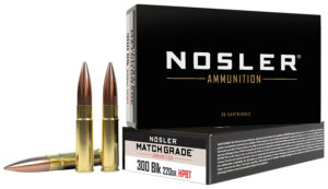 Nosler 51275 Match Grade 300Blackout 220gr Custom Competition Hollow Point Boat Tail 20 Per Box/20 Case