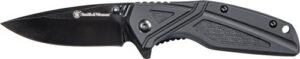 S&W KNIFE BLACK RUBBER 3" BLK - OXIDE BLADE W/POCKET CLIP