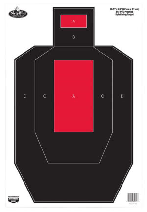 Birchwood Casey 35743 Dirty Bird  IPSC Tagboard Hanging Pistol 16.50" x 24" Black/Red White Impact Splatter 3 Per Pkg