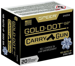 Speer 24258 Gold Dot Carry Gun 45ACP+P 200gr Hollow Point 20 Per Box/10 Case