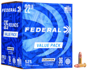 Federal 745 Champion Training Value Pack 22LR 36gr Copper Plated Hollow Point 525 Per Box/10 Case