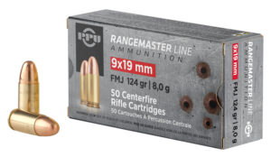 PPU PPRM9 Rangemaster 9mmLuger 124gr Full Metal Jacket 50 Per Box/20 Case