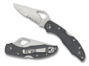 Spyderco BY04PSBK2 Byrd Meadowlark 2 Lightweight 2.87" Folding Drop Point Part Serrated 8Cr13MoV SS Blade Black Textured FRN Handle Includes Pocket Clip