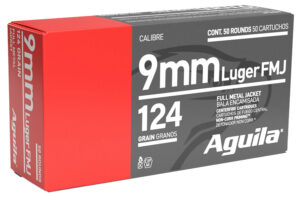 Aguila 1E092110   9mm Luger 124gr Full Metal Jacket 50 Per Box/20 Case