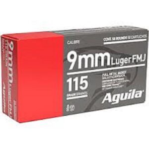 Aguila Handgun Ammunition 9mm Luger 115 gr FMJ 1150 fps 1000/ct Case