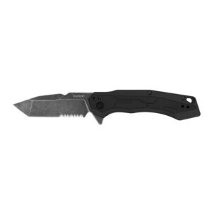 Kershaw Analyst Folding Knife 3-1/4" Partially Serrated Tanto Blade Black