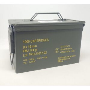 PPU Rangemaster Ammunition 9mm Luger 124gr FMJ 1263 fps 1000/ct (Metal Can)