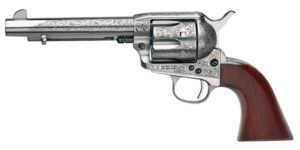 Taylors & Company 550927 1873 Cattleman 45 Colt (LC) Caliber with 5.50" Barrel, 6rd Capacity Cylinder, Overall White Floral Engraved Finish Steel & Walnut Grip