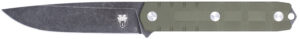 CobraTec Knives CTOWODGDNS Outdoor Warrior 4.50" Fixed Drop Point Plain Stonewashed D2 Steel Blade, 4.75" OD Green Textured G10 Scales Handle