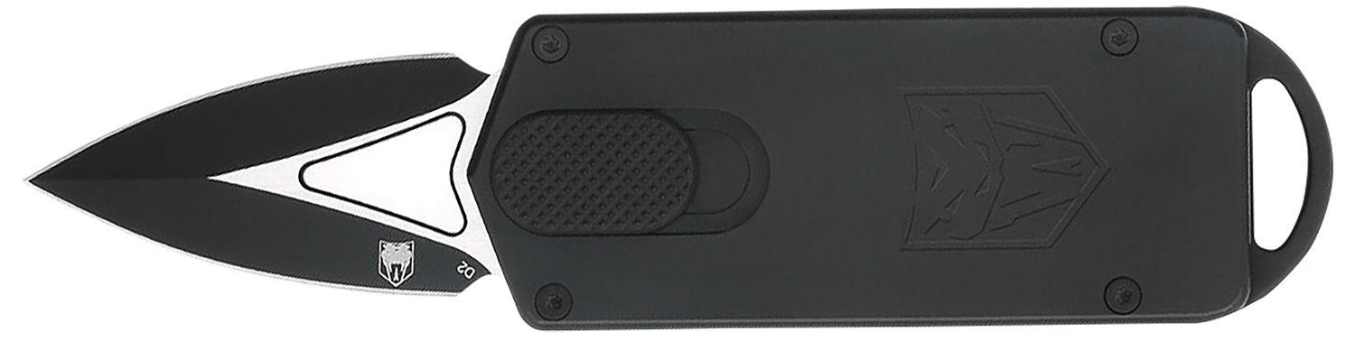 CobraTec Knives CTASPBLK ASP 1.94" OTF Dagger Plain D2 Steel Blade, 3.31" Black Aluminum Handle