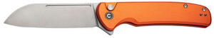 Civivi Knives C20022B-2 Chevalier II EDC 3.47" Folding Sheepsfoot Plain Satin 14C28N Steel Blade, Orange Aluminum Handle