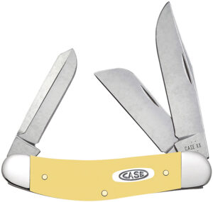 Case 30118 Sowbelly  Folding Clip Point/Sheepsfoot/Spey Plain Mirror Polished Tru-Sharp SS Blade, Smooth Yellow Synthetic Handle