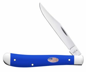 Case 16403 Trapper Slimline 3.25" Folding Clip Point Plain Mirror Polished Carbon Steel Blade, Smooth Royal Blue Synthetic Handle