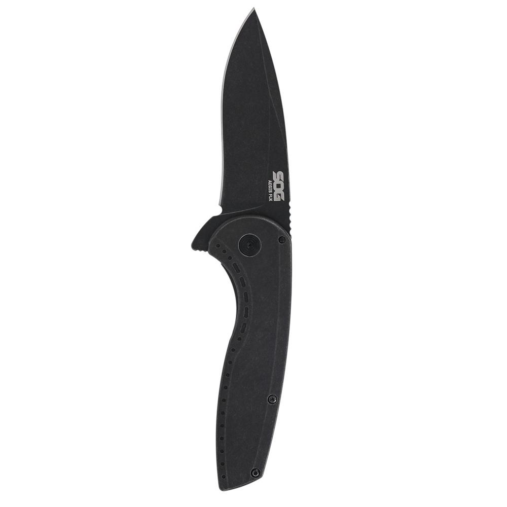 SOG Knives Aegis FLK 2.0 Folding Knife 3-1/4" Drop Point Blade Black Blister